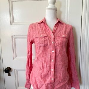 Lands' End Pink Linen Button-Front Shirt